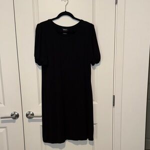DKNY Black Short Puff Sleeve Shift Dress
